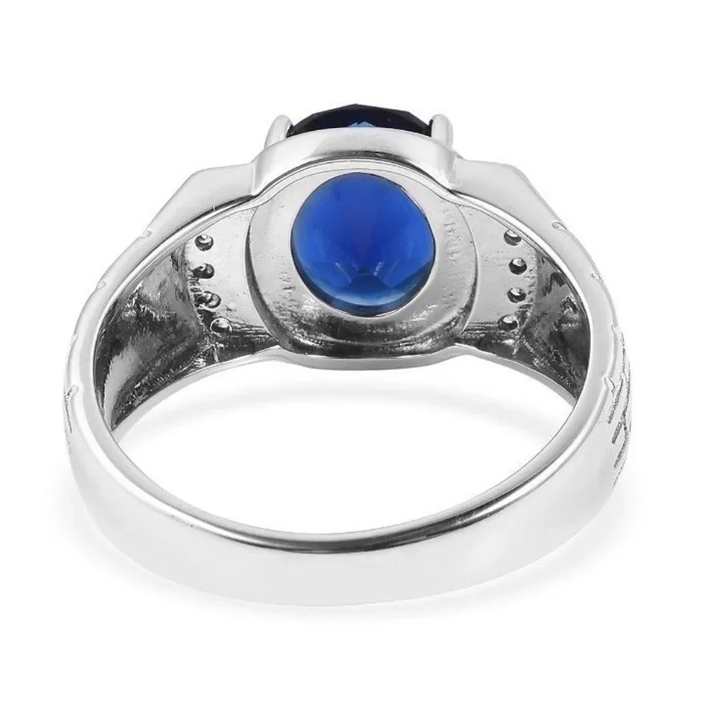Ring Simulated Diamond and Blue Sapphire Size